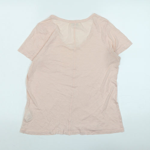 Whistles Womens Pink Cotton Basic T-Shirt Size M V-Neck - Logo