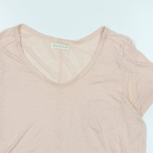 Whistles Womens Pink Cotton Basic T-Shirt Size M V-Neck - Logo