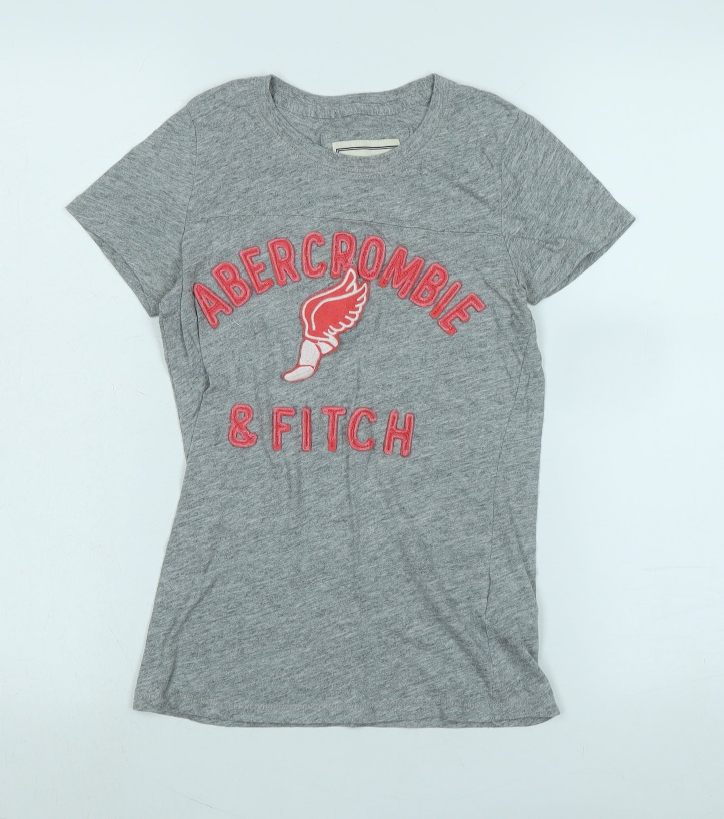 Abercrombie & Fitch Womens Grey Cotton Basic T-Shirt Size S Crew Neck - Logo