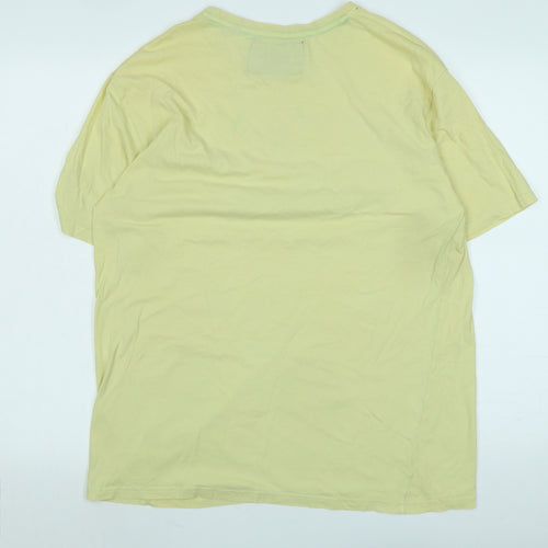 Soul Star Mens Yellow Cotton T-Shirt Size XL Crew Neck - CALIFORNIA