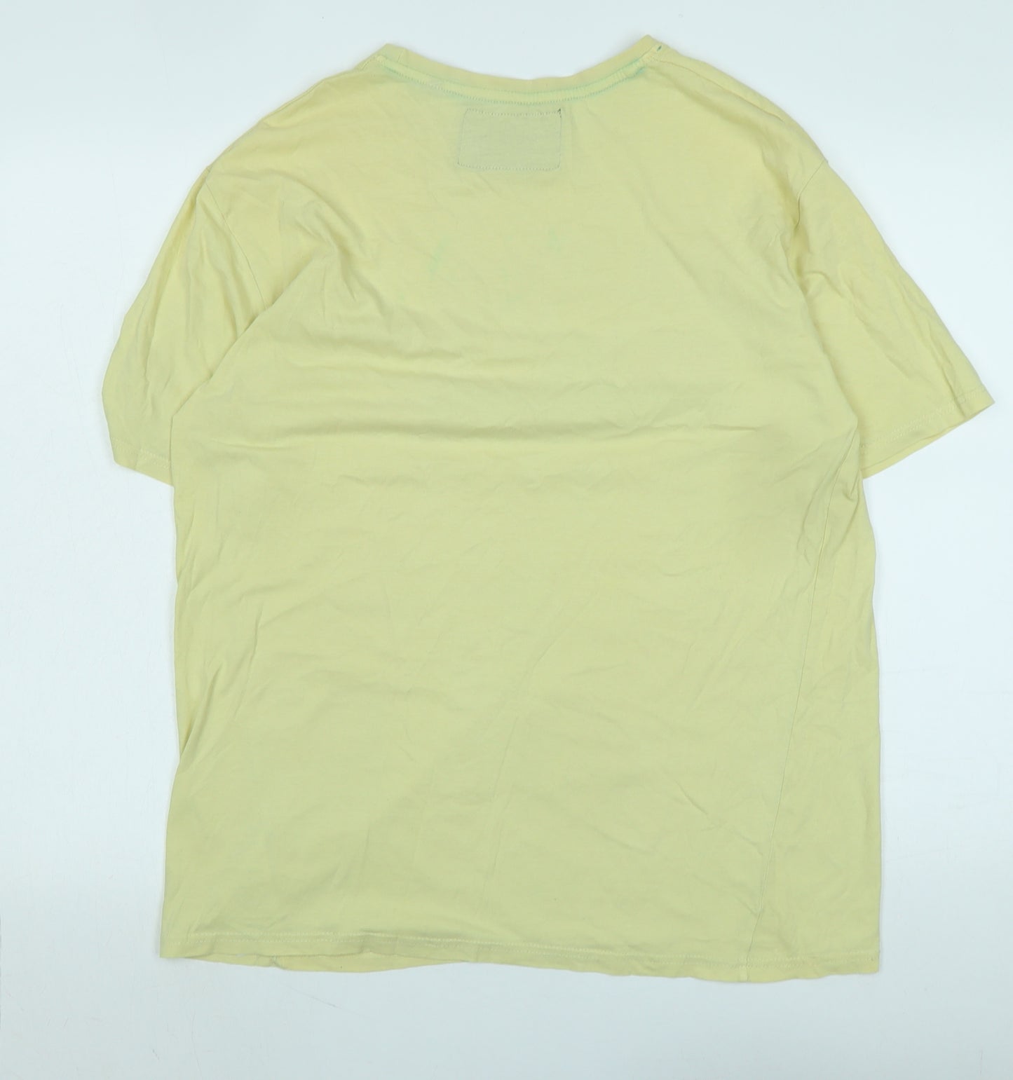 Soul Star Mens Yellow Cotton T-Shirt Size XL Crew Neck - CALIFORNIA