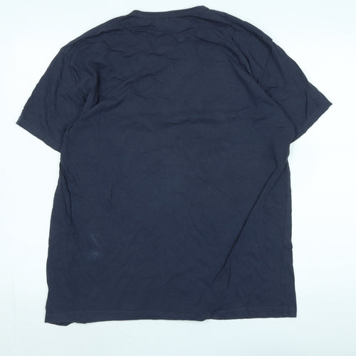 HUGO BOSS Mens Blue Cotton T-Shirt Size XL Crew Neck - Logo - HUGO BOSS