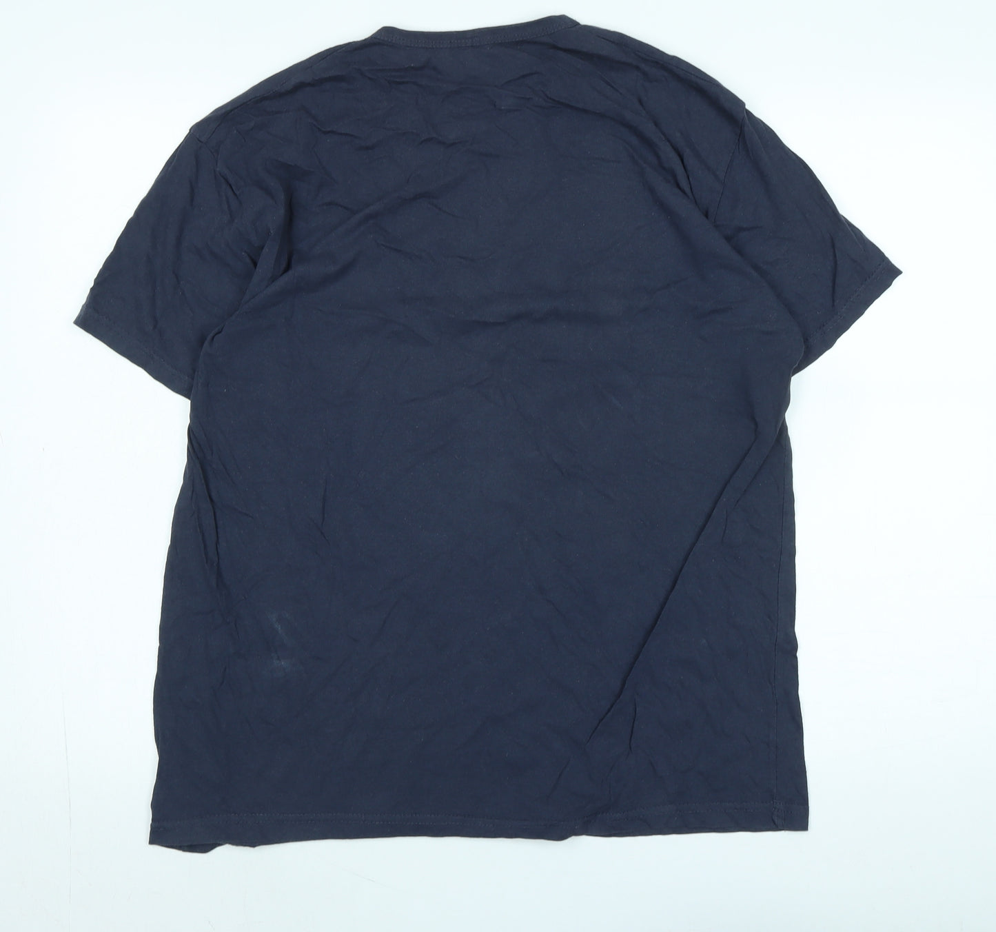 HUGO BOSS Mens Blue Cotton T-Shirt Size XL Crew Neck - Logo - HUGO BOSS