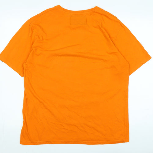 Soul Star Mens Orange Cotton T-Shirt Size XL Crew Neck - Logo - CALIFORNIA