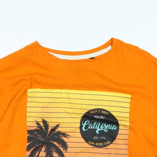 Soul Star Mens Orange Cotton T-Shirt Size XL Crew Neck - Logo - CALIFORNIA