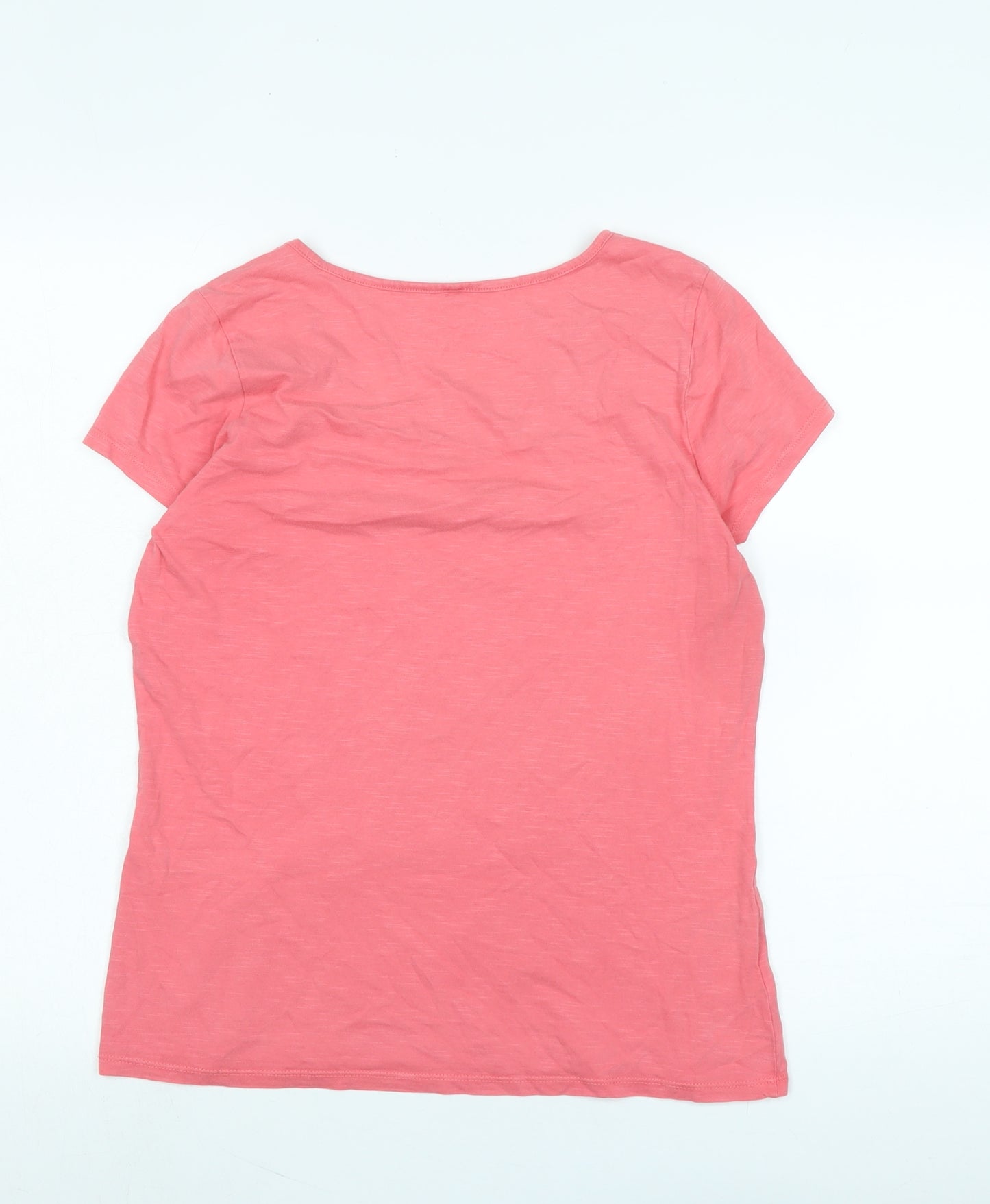 Laura Ashley Womens Pink Cotton Basic T-Shirt Size 12 Scoop Neck - Logo