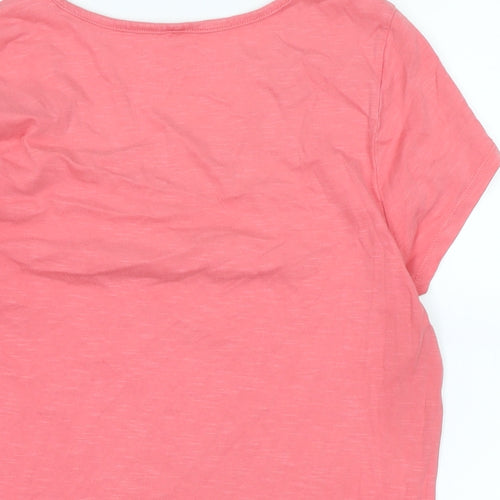 Laura Ashley Womens Pink Cotton Basic T-Shirt Size 12 Scoop Neck - Logo