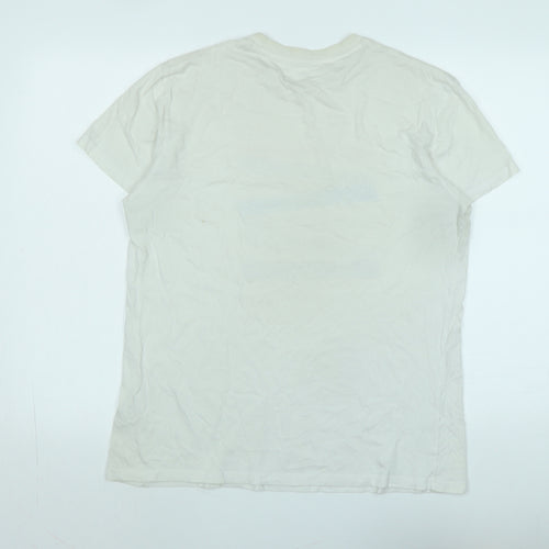 kin Mens Ivory Cotton T-Shirt Size M Crew Neck - Logo