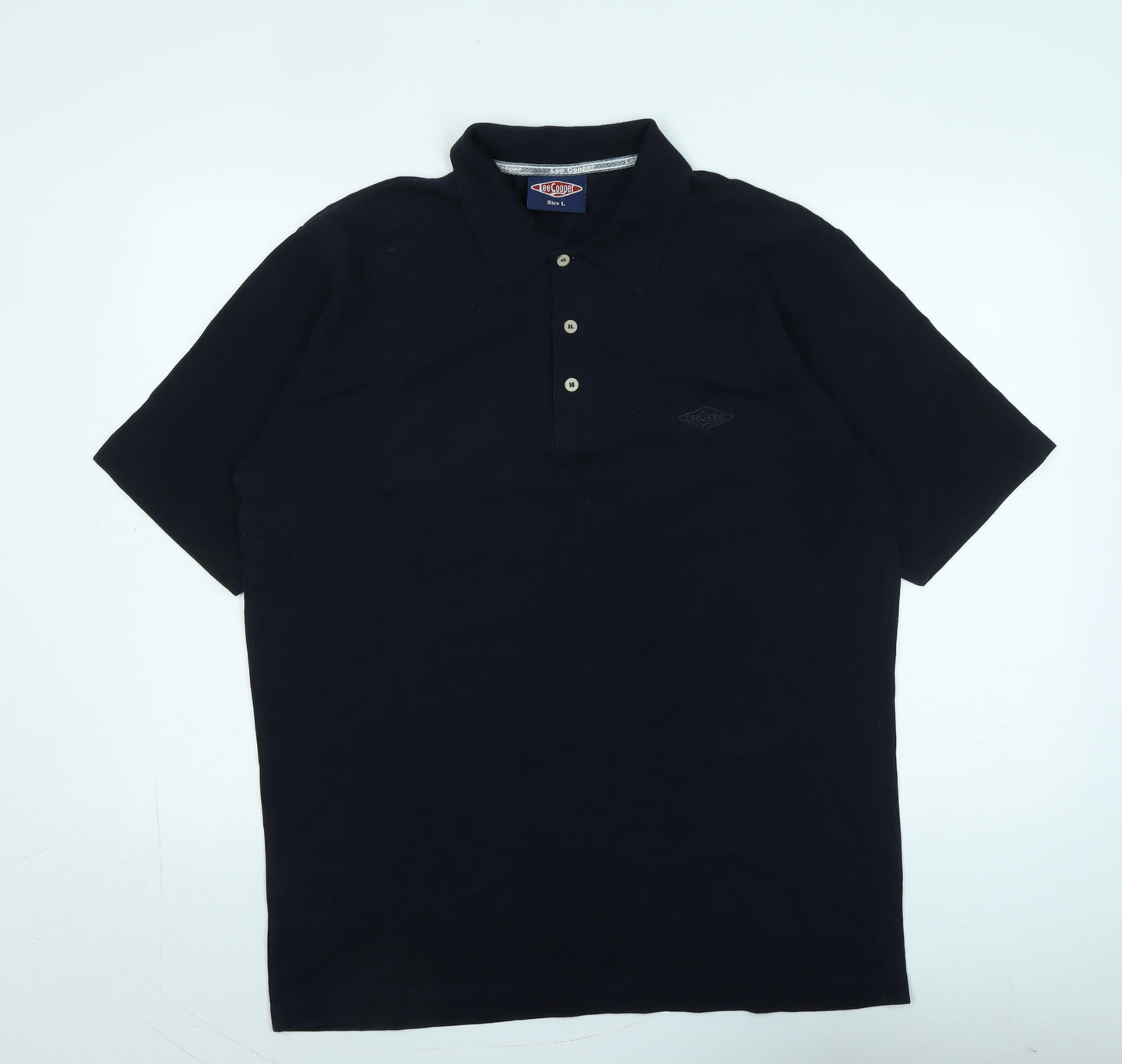 Lee Cooper Mens Blue Cotton Polo Size L Collared - Logo