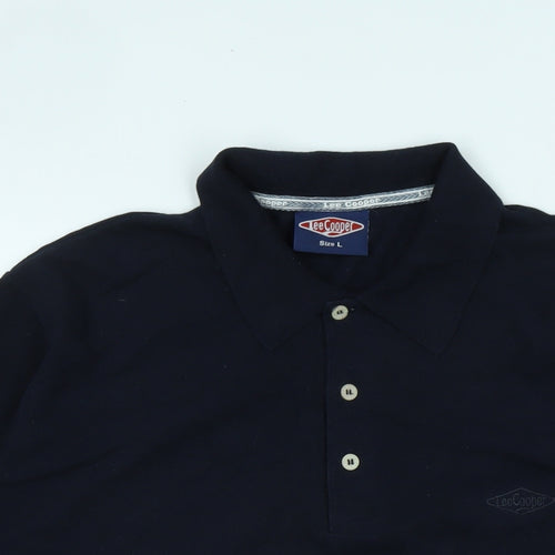 Lee Cooper Mens Blue Cotton Polo Size L Collared - Logo