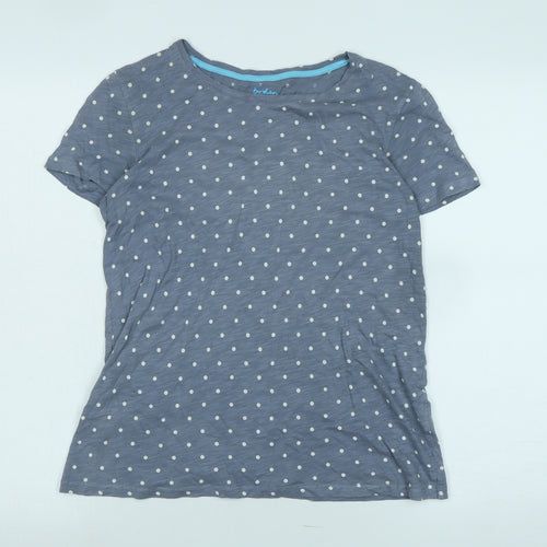 Boden Womens Blue Cotton Basic T-Shirt Size M Boat Neck - Logo
