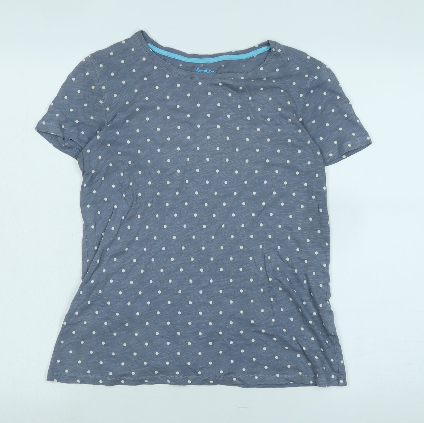 Boden Womens Blue Cotton Basic T-Shirt Size M Boat Neck - Logo