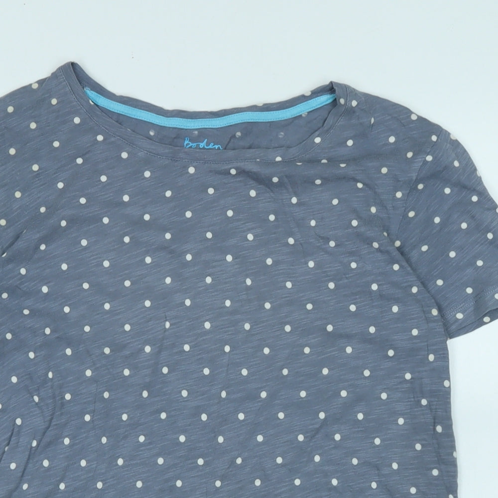 Boden Womens Blue Cotton Basic T-Shirt Size M Boat Neck - Logo