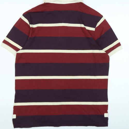 St George by duffer Mens Multicoloured Striped Camel Polo Size M Collared - Logo