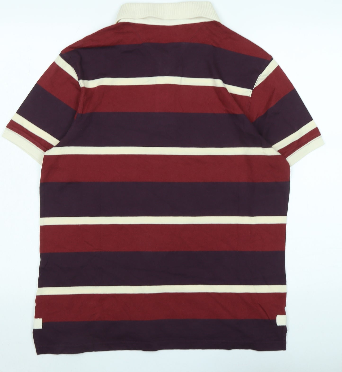 St George by duffer Mens Multicoloured Striped Camel Polo Size M Collared - Logo