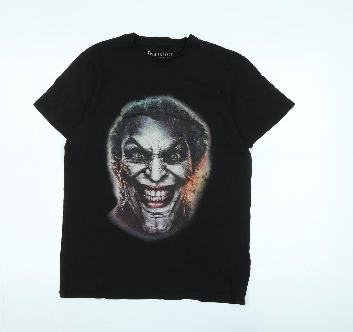 Injustice Mens Black Cotton T-Shirt Size M Crew Neck - Logo