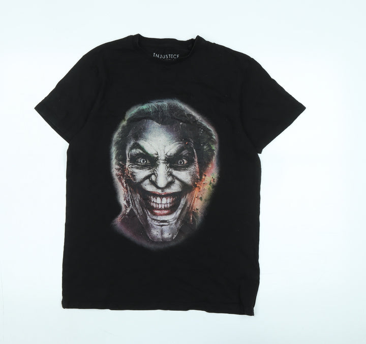 Injustice Mens Black Cotton T-Shirt Size M Crew Neck - Logo