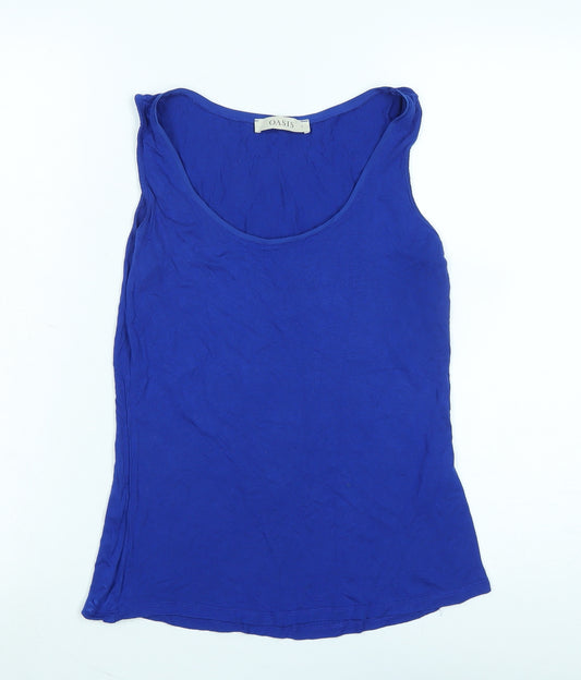 Oasis Womens Blue Cotton Basic Tank Size S Scoop Neck - Logo