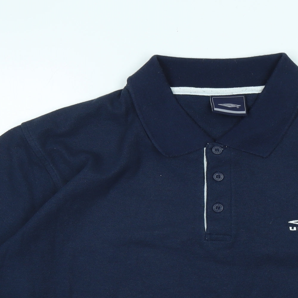 Umbro Mens Blue Cotton Polo Size L Collared - Logo