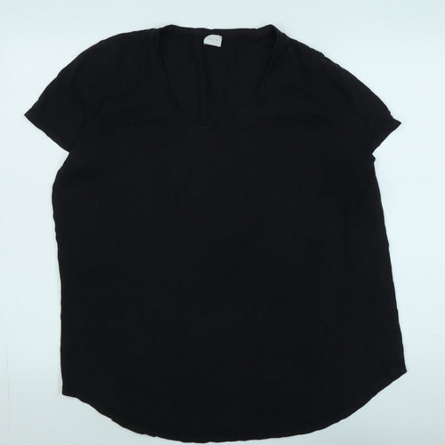 Poetry Womens Black Cotton Basic T-Shirt Size 16 Scoop Neck - Logo