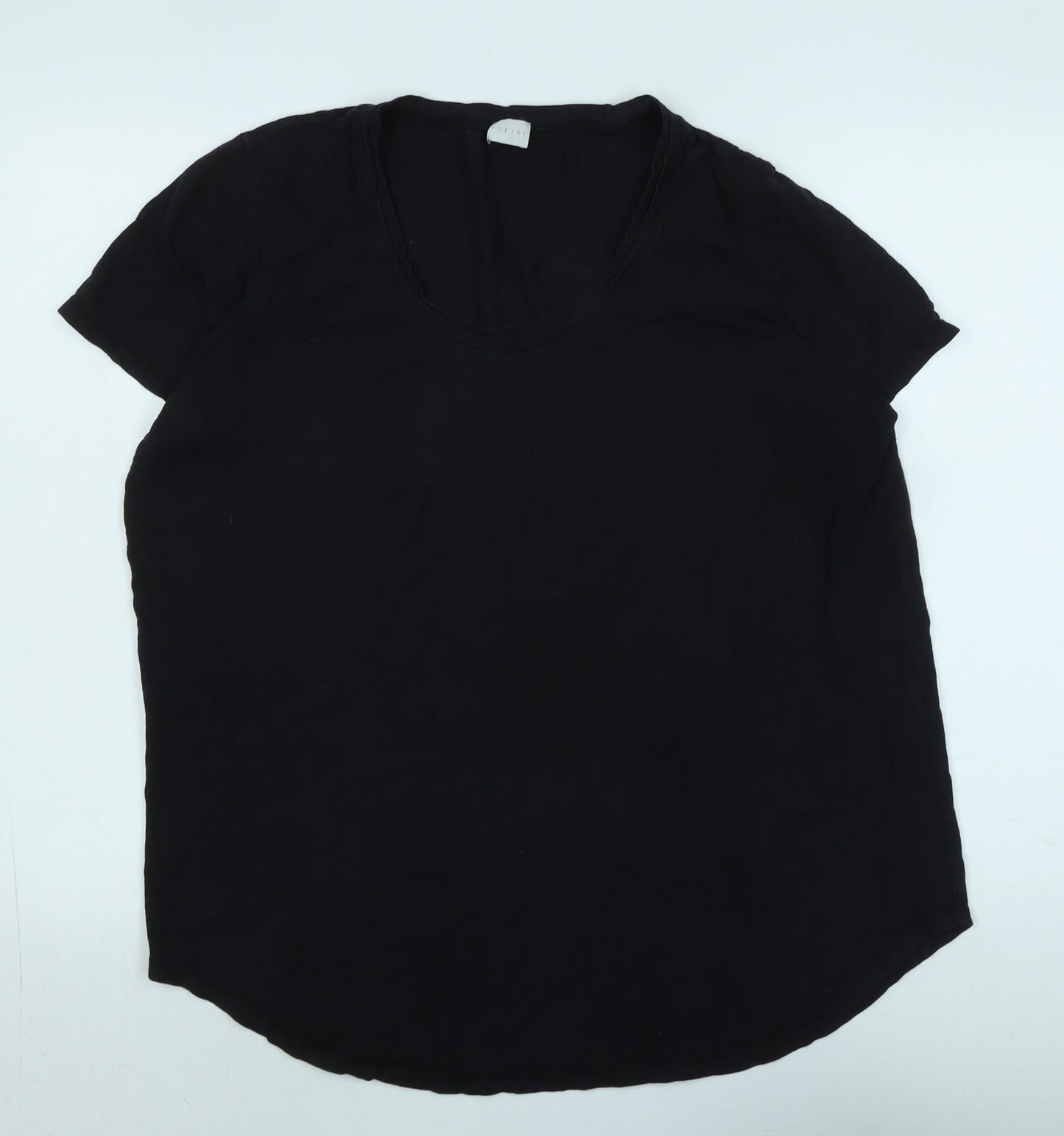 Poetry Womens Black Cotton Basic T-Shirt Size 16 Scoop Neck - Logo