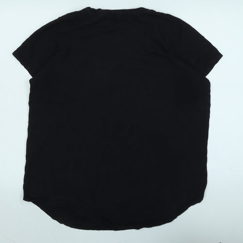 Poetry Womens Black Cotton Basic T-Shirt Size 16 Scoop Neck - Logo