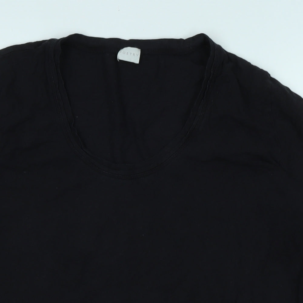 Poetry Womens Black Cotton Basic T-Shirt Size 16 Scoop Neck - Logo