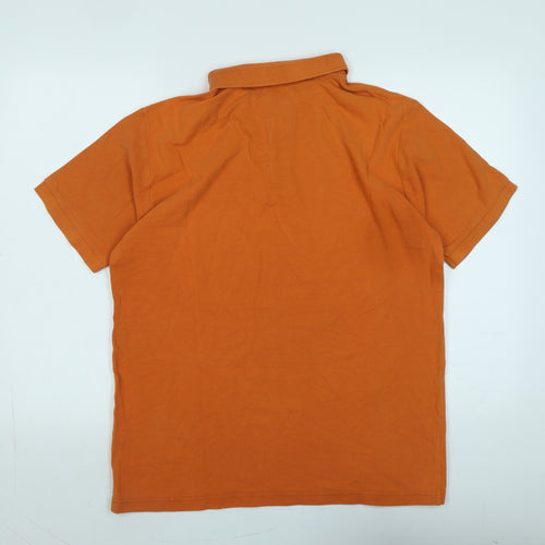 Marks and Spencer Mens Orange Cotton Polo Size L Collared - Logo