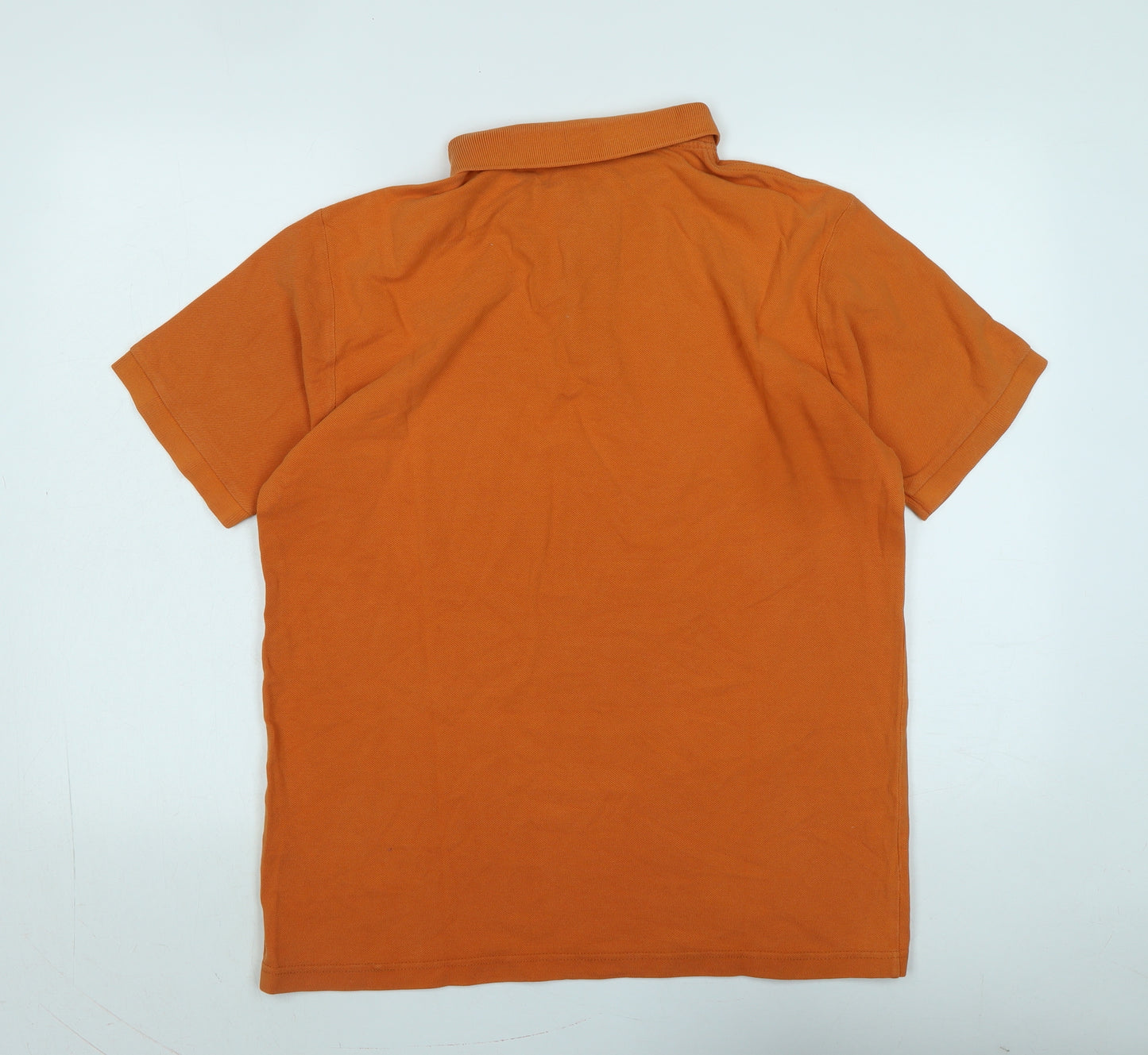 Marks and Spencer Mens Orange Cotton Polo Size L Collared - Logo