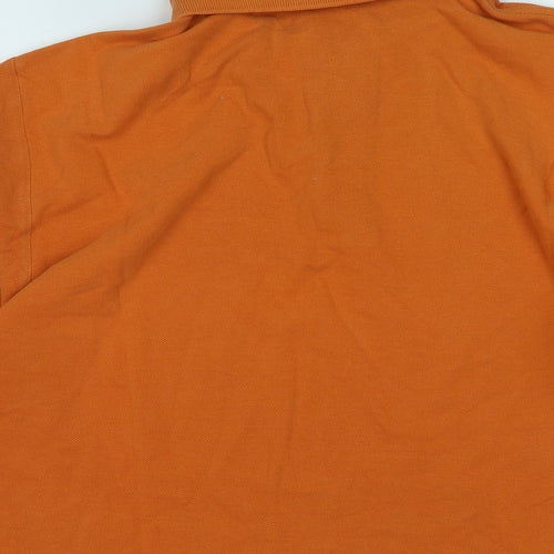 Marks and Spencer Mens Orange Cotton Polo Size L Collared - Logo