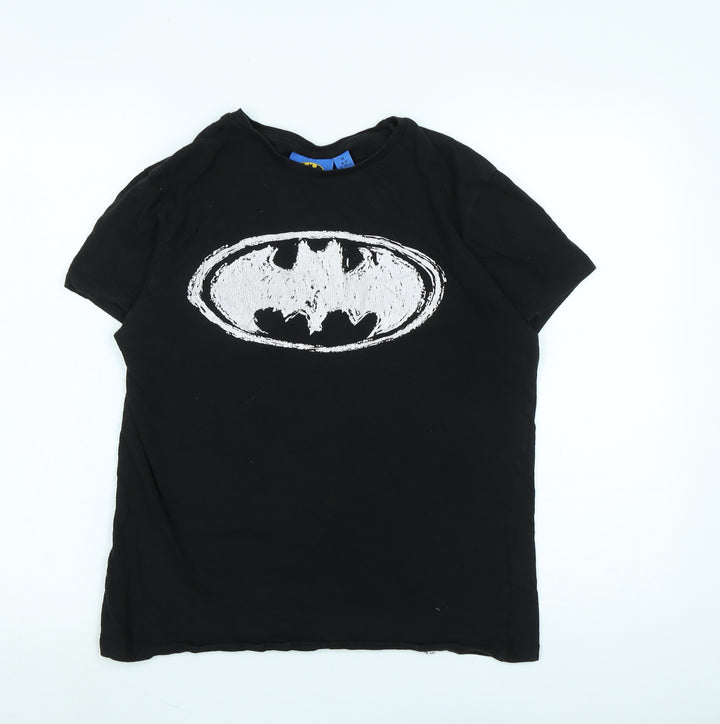 Batman Boys Black Cotton Basic T-Shirt Size L Crew Neck - Logo