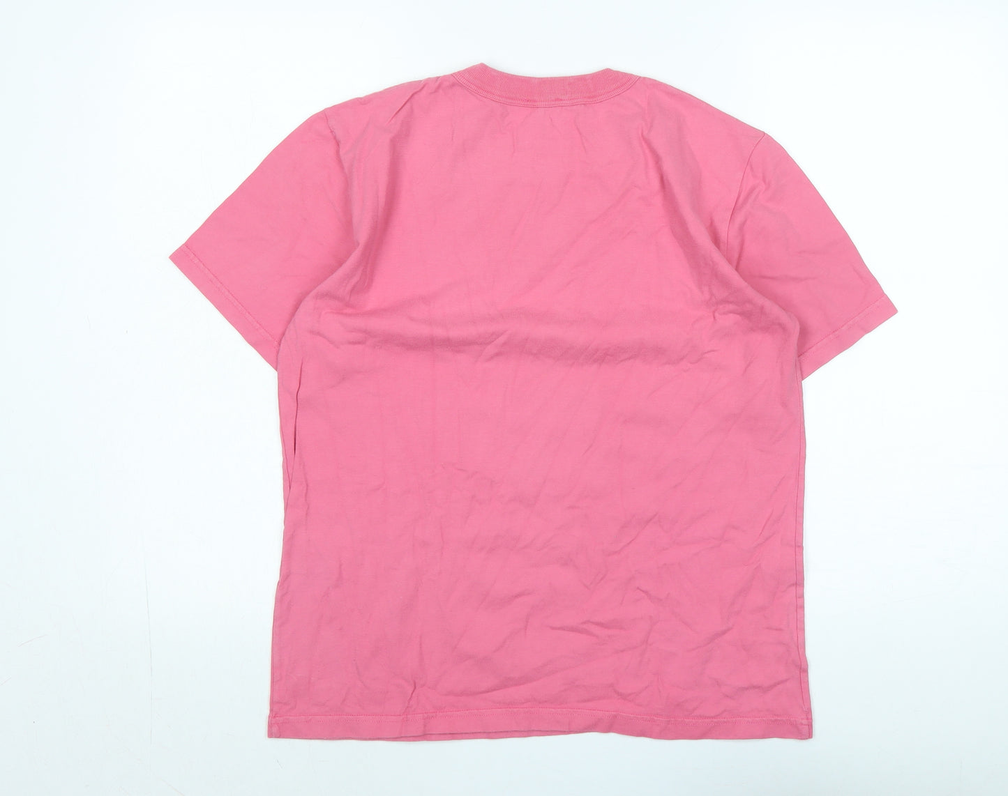 Amor Lux Womens Pink Cotton Basic T-Shirt Size M Crew Neck - Logo