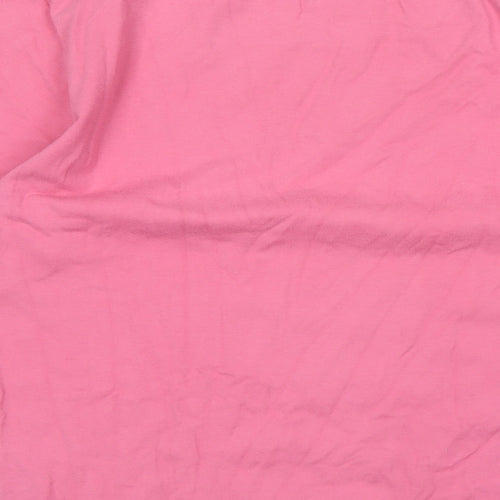 Amor Lux Womens Pink Cotton Basic T-Shirt Size M Crew Neck - Logo
