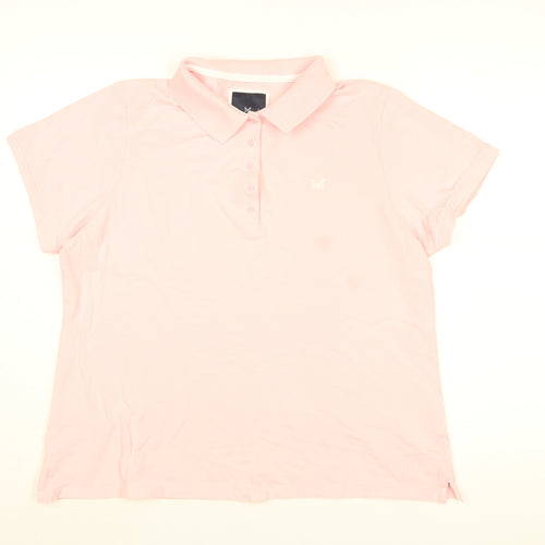 Crew Clothing Company Womens Pink Cotton Basic T-Shirt Size 18 Collared