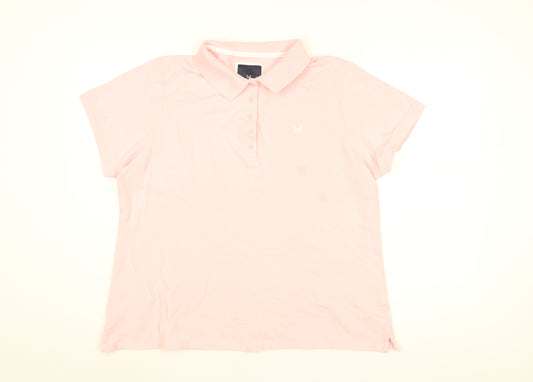 Crew Clothing Company Womens Pink Cotton Basic T-Shirt Size 18 Collared