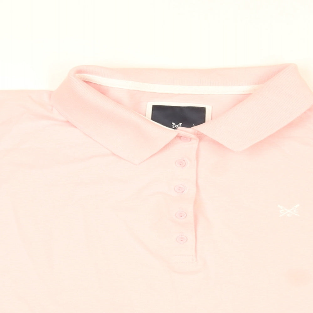 Crew Clothing Company Womens Pink Cotton Basic T-Shirt Size 18 Collared