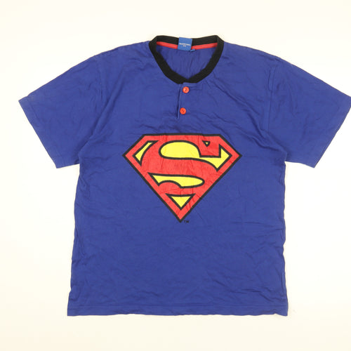 Superman Mens Blue Cotton T-Shirt Size M Round Neck - Superman