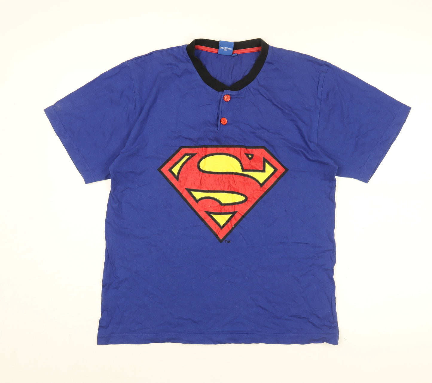 Superman Mens Blue Cotton T-Shirt Size M Round Neck - Superman