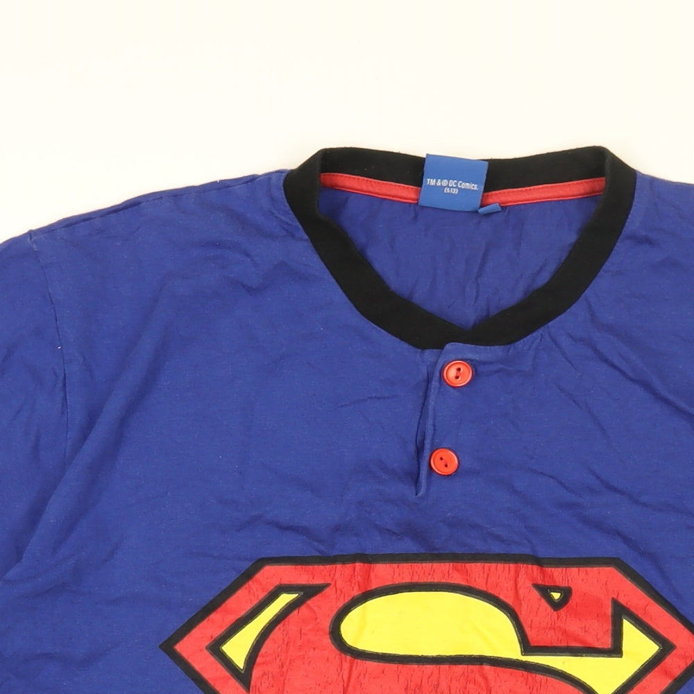Superman Mens Blue Cotton T-Shirt Size M Round Neck - Superman
