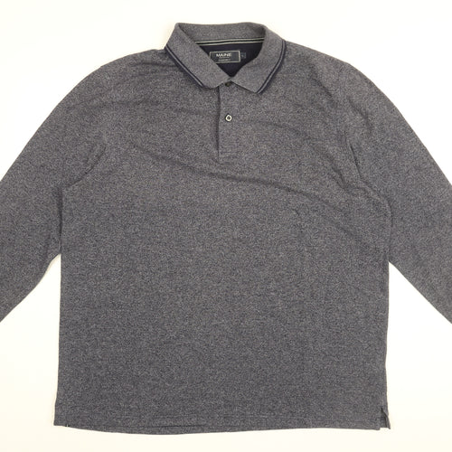 Maine Mens Blue Cotton Polo Size L Collared Button
