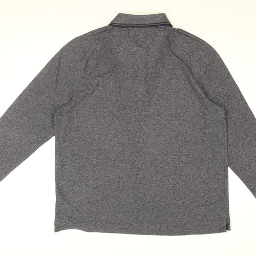 Maine Mens Blue Cotton Polo Size L Collared Button