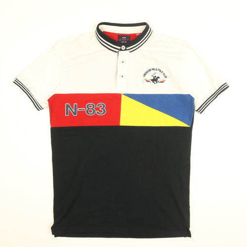 Original Goods Store Mens Black Cotton Polo Size 2XL Collared Button - American Hills Polo Club