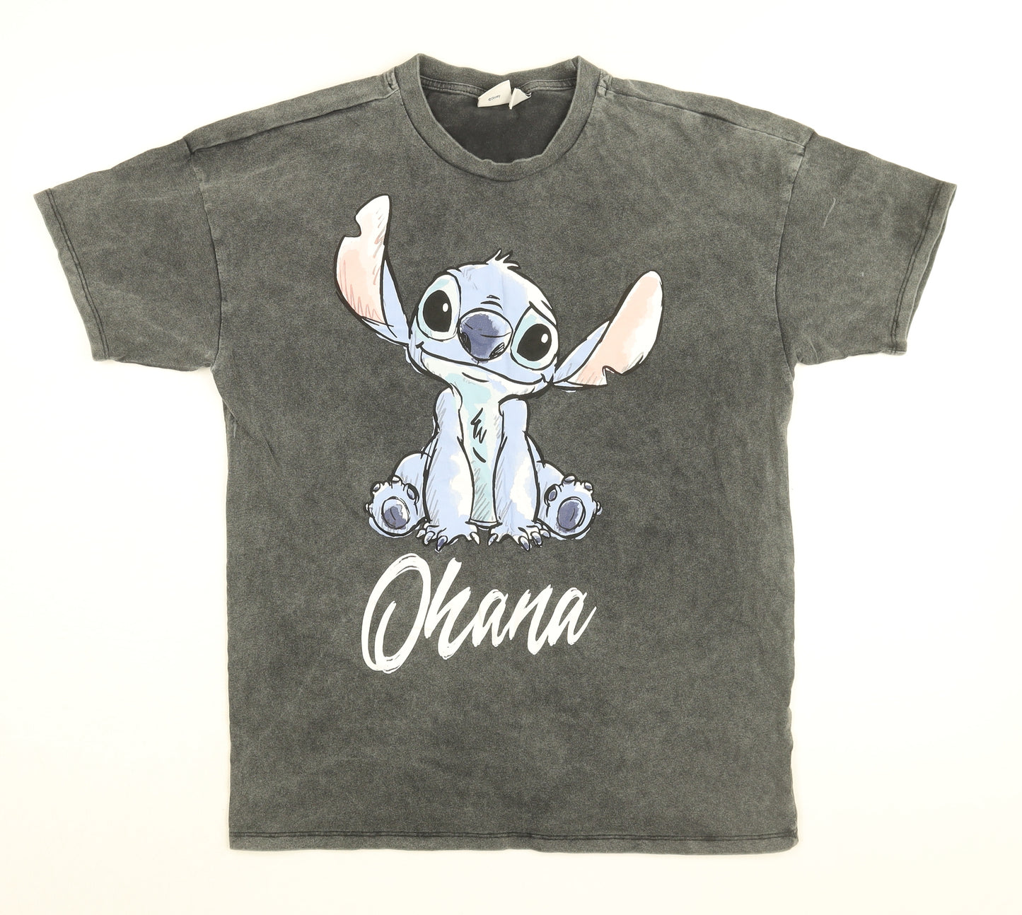 Disney Womens Black Cotton Basic T-Shirt Size 2XS Round Neck - Lilo & Stitch, Ohana