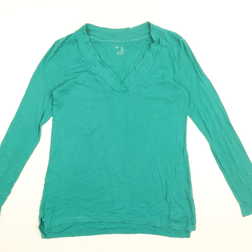 Gap Womens Green Cotton Basic T-Shirt Size M V-Neck