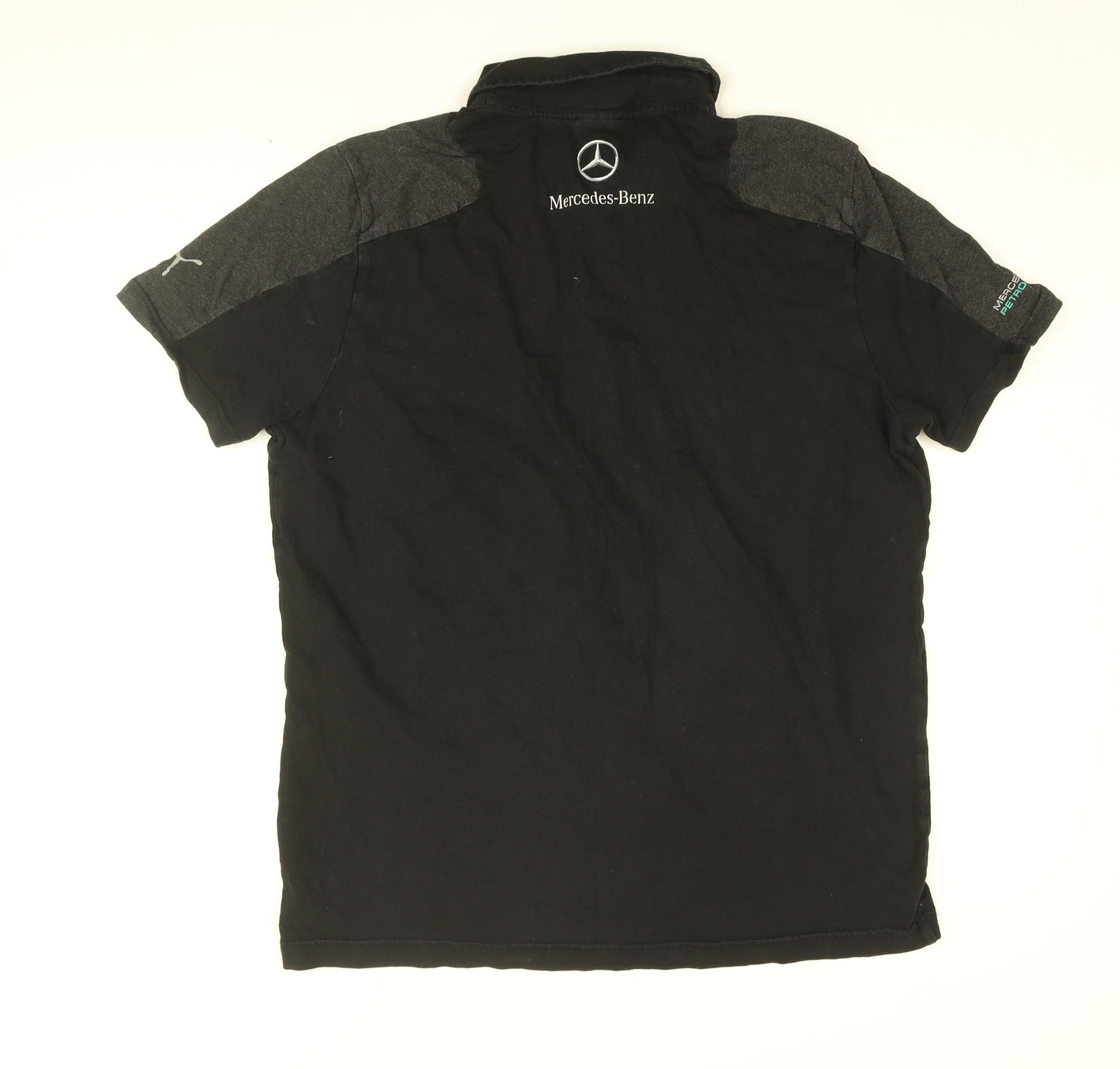 Slazenger Mens Black Cotton Polo Size L Collared Button - Mercedes, Lewis Hamilton