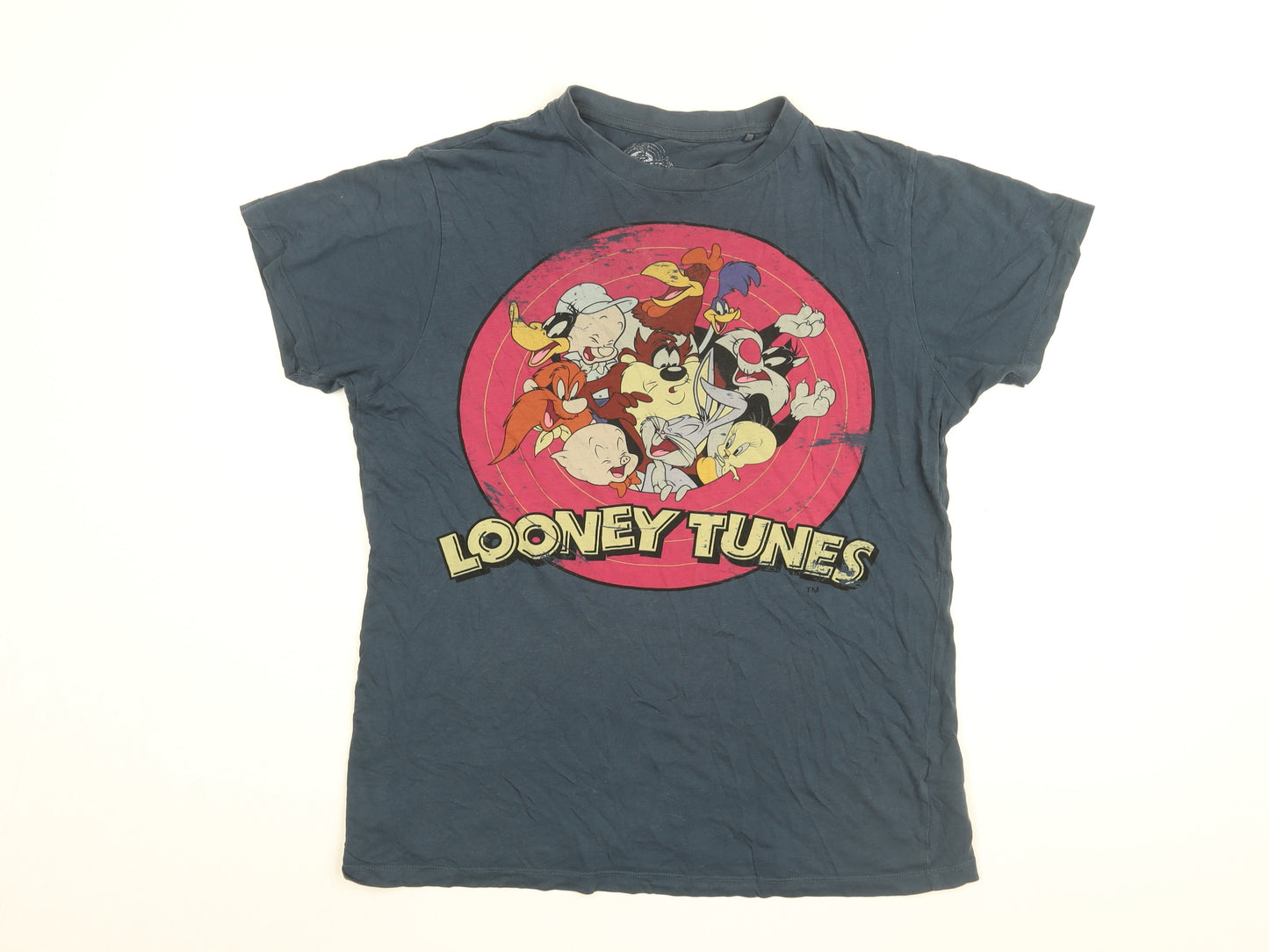 Looney Tunes Mens Blue Cotton T-Shirt Size M Round Neck - Looney Tunes