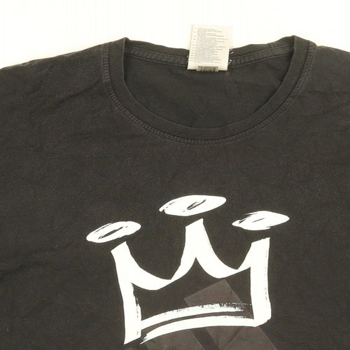 adidas Mens Black Cotton T-Shirt Size L Round Neck - Crown, Adidas Logo