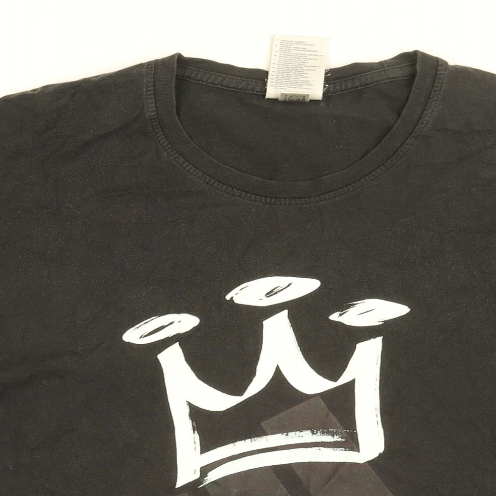 adidas Mens Black Cotton T-Shirt Size L Round Neck - Crown, Adidas Logo