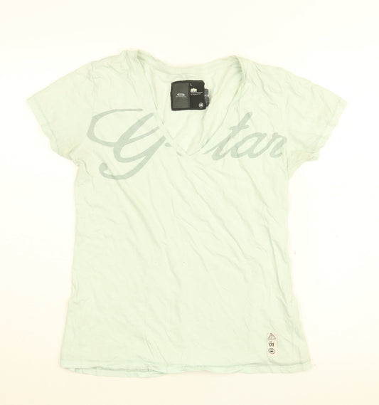 G-Star Womens Blue Cotton Basic T-Shirt Size L V-Neck