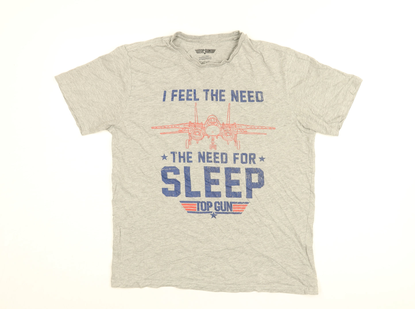 Top Gun Mens Grey Cotton T-Shirt Size S Round Neck - I Feel The Need For Sleep